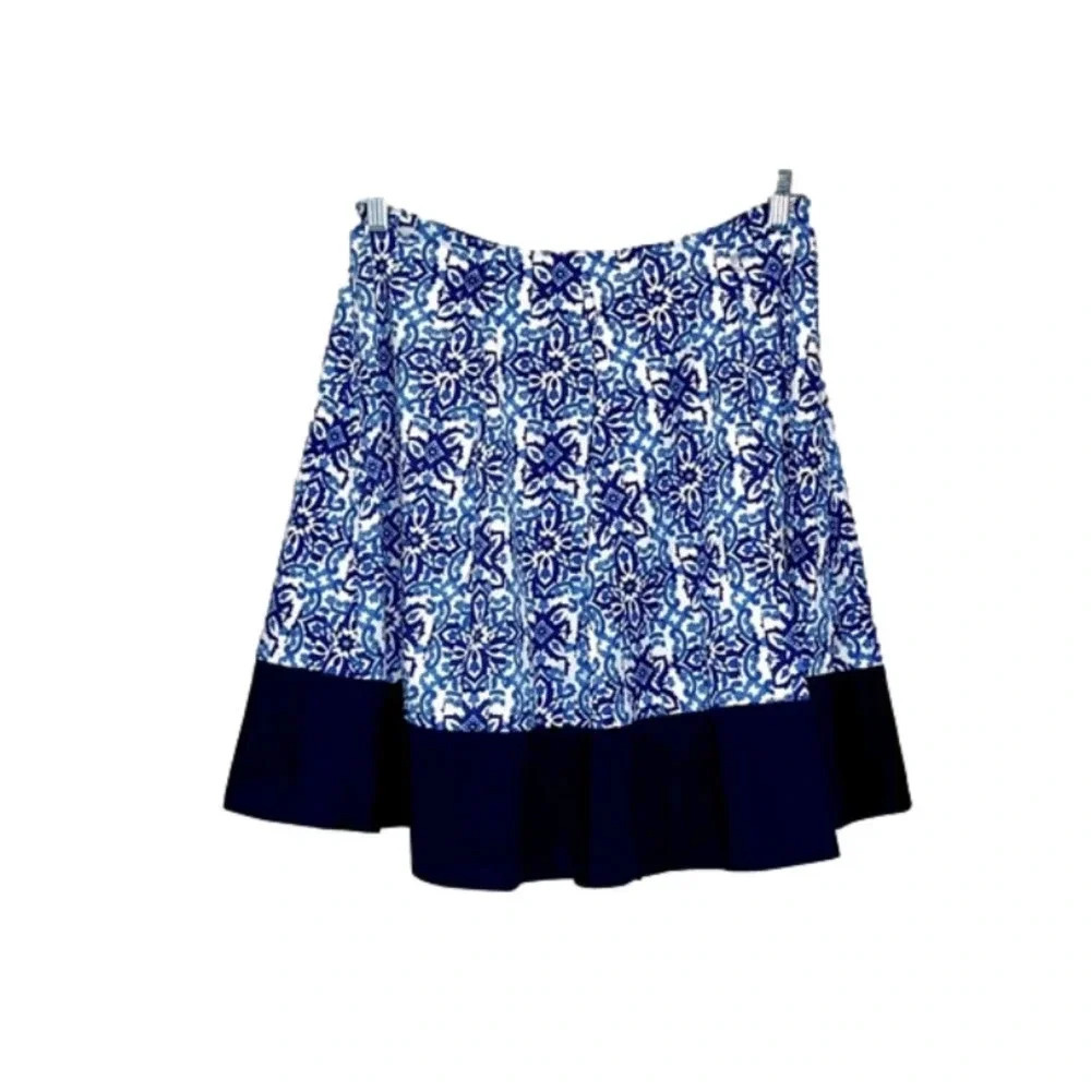New Milly for Design‎ Nation floral skirt blue white unlined side zipper medium